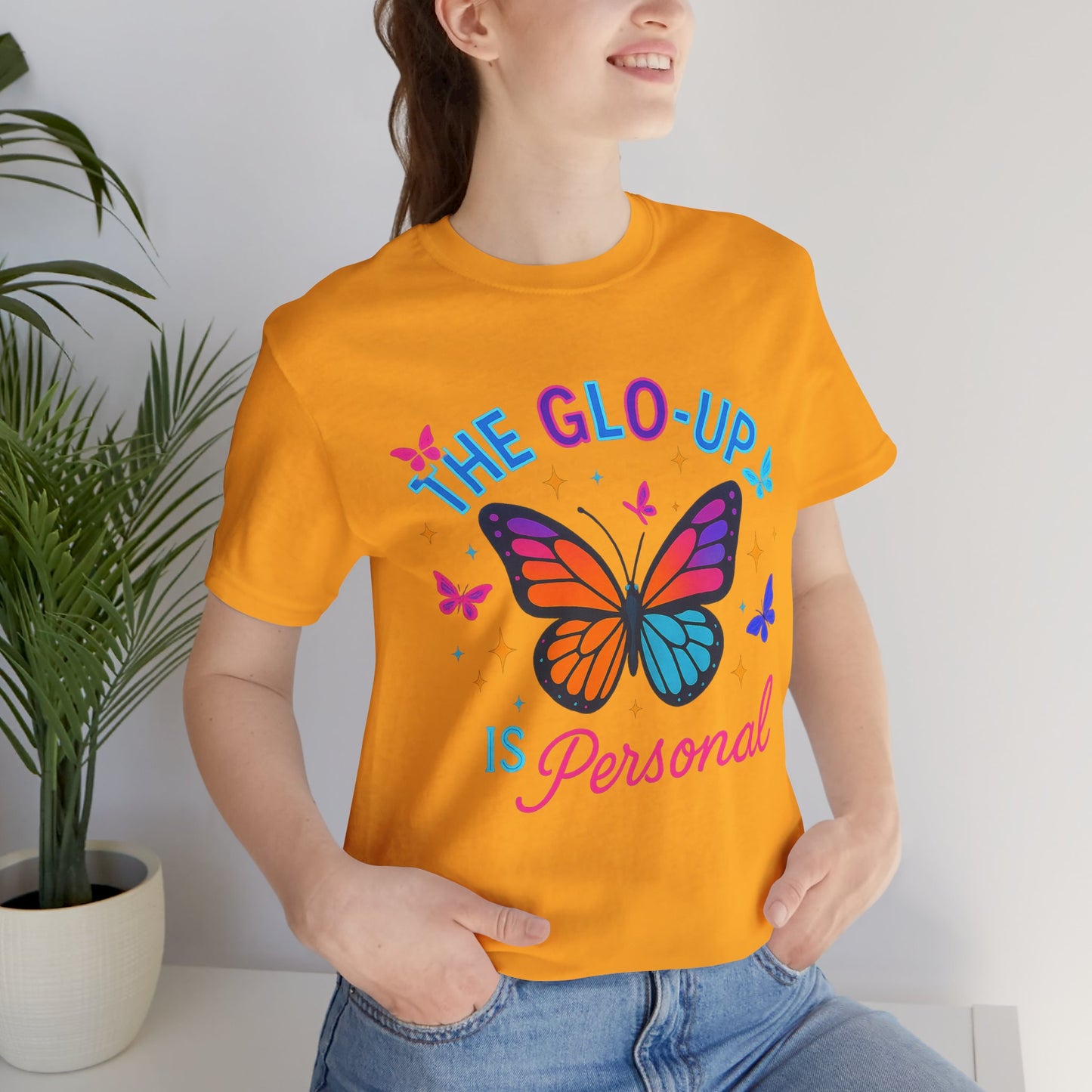 Glo-Up Is Personal Butterfly T-Shirt – Motivational Graphic Tee, Self Growth Shirt